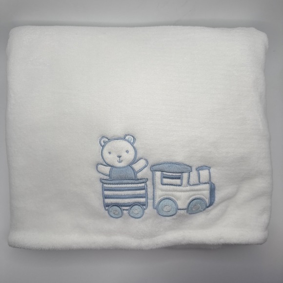 Little Me Other - Little Me Train Teddy Bear Plush White And Blue Baby Blanket Security 2016